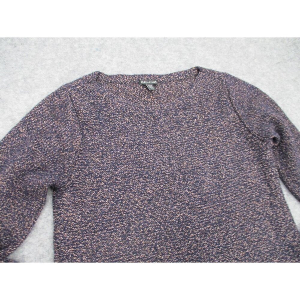 Eileen Fisher Womens Sweater Small Fringe Hem Bateau Neckline Multi Color Wool - Picture 13 of 16